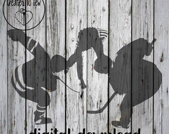 Ice Hockey Face Off Silhouette SVG File Digital Instant Download For Cutters Like A Cricut