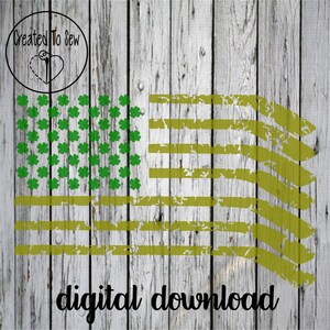 St. Patrick&#39;s Day Hockey Flag SVG File, Hockey American Flag SVG, Clover American Hockey Flag, Hockey Crafts, Hockey Cut File