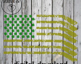 St. Patrick's Day Hockey Flag SVG File, Hockey American Flag SVG, Clover American Hockey Flag, Hockey Crafts, Hockey Cut File