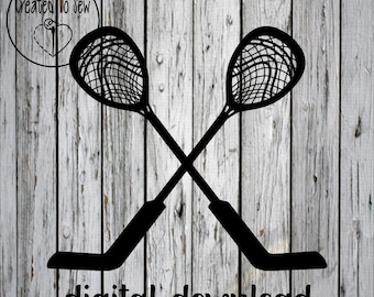 Lacrosse Goalie Stick and Hockey Goalie Sticks Crossed SVG PNG Digital Instant Download File To Make Creations. Great For Hoodies, & More