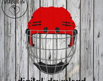 Hockey Player Helmet Forward Facing With Cage SVG Digital Cut File Instant Download For Creating Shirts, Stickers, Cards, Door Signs, etc.