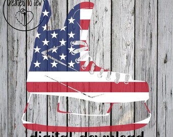 American Flag Hockey Skate SVG File Digital Instant Download Great For Creating Hockey Tournament, Hockey Shirt, Hockey Sign, and More