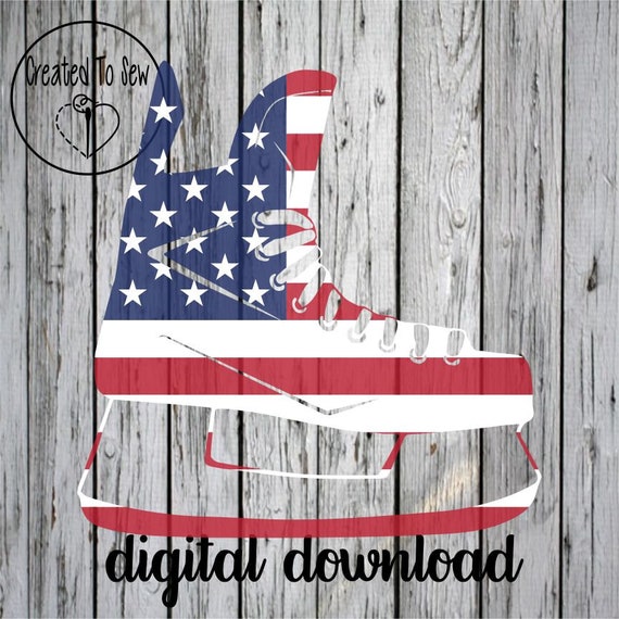 American Flag Hockey Skate SVG File Digital Instant Download Great For Creating Hockey Tournament, Hockey Shirt, Hockey Sign, and More