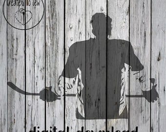 Ice Hockey Player Silhouette SVG Cut File Digital Instant Download For Cricut Cutters