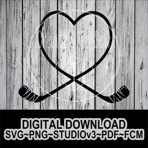 Heart With Hockey Sticks svg png studioV3 pdf fcm heart made out of hockey sticks hockey crafts and hockey gifts diy hockey