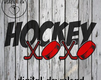 Hockey XOXO SVG File Digital Instant Download For Cricut Crafters To Create Valentines Day Apparel, Tumblers, Gifts, Shirts, And More