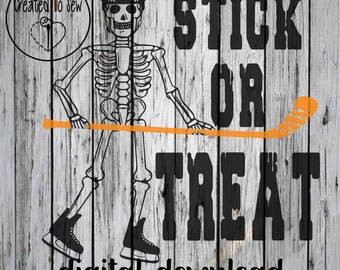Stick Or Treat Hockey SVG Cut File and PNG Instant Digital Download For Cricut Cutter Machines and Canva