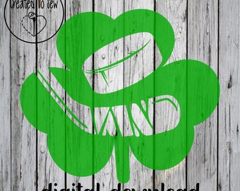 Hockey Shamrock SVG Cut File Instant Download, Hockey SVG, St. Patrick's Day Hockey SVG, Hockey Four Leaf Clover