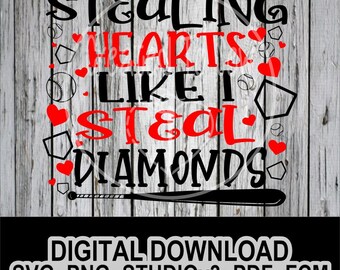 Stealing Hearts Like I Steal Diamonds svg png fcm pdf File Digital Instant Download For Creating Valentines Day Cards, Shirts, Gifts, & More