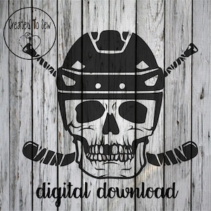 Hockey Skull With Helmet And Sticks SVG Cut File and PNG Instant Digital Download For Cricut Machines and Use in Canva