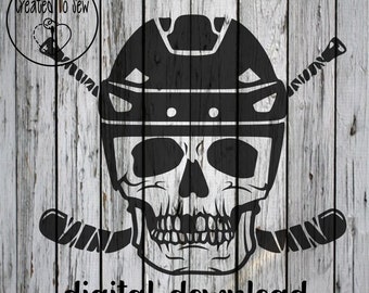 Hockey Skull With Helmet And Sticks SVG Cut File and PNG Instant Digital Download For Cricut Machines and Use in Canva