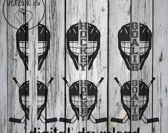 Split Hockey Goalie Helmet SVG PNG Digital Instant Download File To Make Hockey Creations With A Cricut. Great For Hoodies, & More