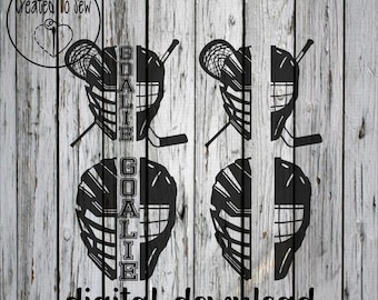 Split Hockey and Lacrosse Goalie Helmets SVG PNG Digital Instant Download File To Make Sport Creations. Great For Hoodies, Signs & More