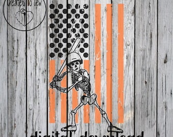 Halloween Baseball Flag With Skeleton SVG Cut File and PNG Instant Digital Download For Cricut Machines and Use in Canva