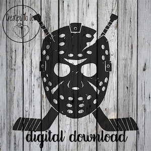 Hockey Mask With Goalie Sticks SVG Cut File and PNG Instant Digital Download For Cricut Machines and Use in Canva