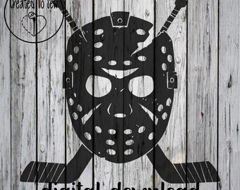 Hockey Mask With Goalie Sticks SVG Cut File and PNG Instant Digital Download For Cricut Machines and Use in Canva