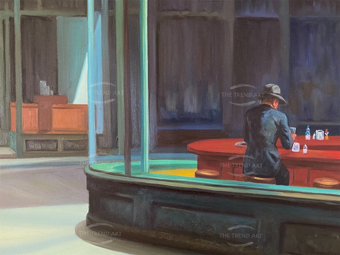 Nighthawks Oil Painting Edward Hopper Handpainted Art on Etsy UK