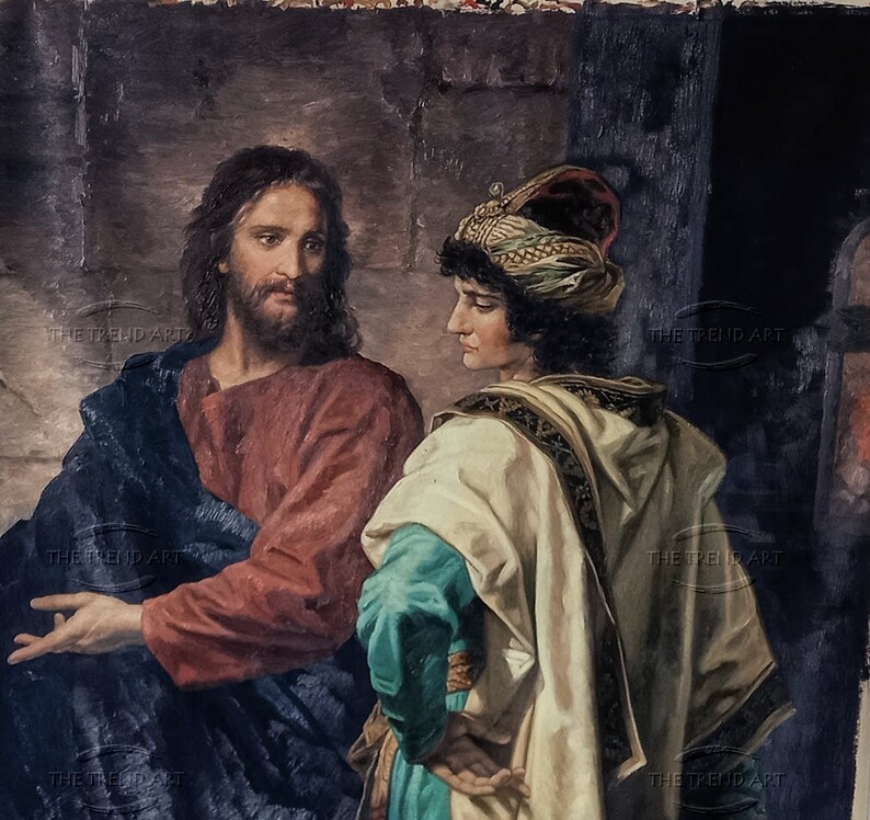 Christ and Rich Young Ruler Painting Hand-painted Art Oil on | Etsy