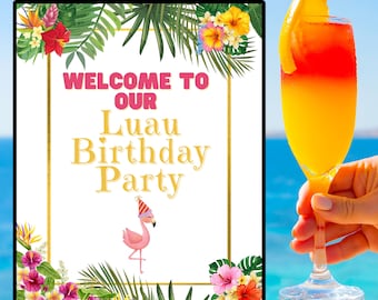 Luau, Fiesta luau, Fiesta de cumpleaños luau, Letrero luau, Letrero de fiesta luau, Letrero de fiesta de cumpleaños luau, Letrero de fiesta de cumpleaños, Decoración luau, Luau imprimible