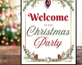 Letrero de fiesta de Navidad, letrero de Navidad, letrero de Navidad imprimible, letreros de Navidad, imprimibles de Navidad, letrero de fiesta navideña, decoración navideña