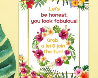 Fiesta Luau, Decoración de fiesta Luau, Letrero de fiesta Luau, Tomar un letrero de Lei, Impresión de fiesta Luau, Fiesta en la playa, Decoración de fiesta en la playa, Luau imprimible