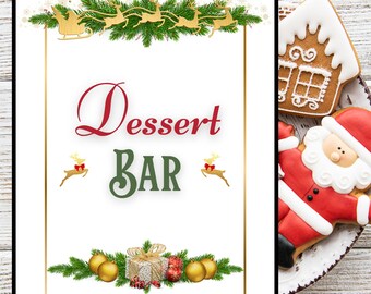 Letrero de fiesta navideña, imprimible para fiesta navideña, letrero de barra de postres, imprimible para barra de postres, letrero de fiesta navideña, imprimible para fiesta navideña