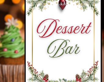 Letrero de fiesta de Navidad, imprimible para fiesta de Navidad, letrero de barra de postres para fiesta de Navidad, letrero de barra de postres, imprimible para barra de postres, fiesta de Navidad