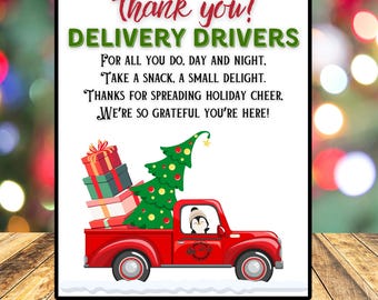 Letrero de repartidor, letrero navideño de repartidor, letrero imprimible de repartidor, letrero imprimible de repartidor, letrero festivo de repartidor