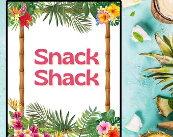 Luau, Fiesta luau, Letrero luau, Letreros de fiesta luau, Letrero de Snack Shack, Hawaiano, Luau imprimible, Decoración luau, Fiesta de graduación luau, Fiesta de cumpleaños luau