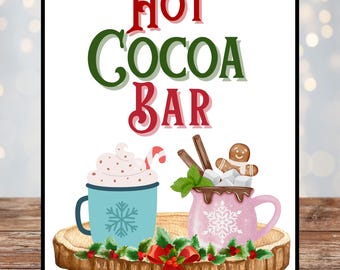 Letrero de barra de chocolate caliente, letrero de barra de chocolate caliente imprimible, letrero de barra de chocolate caliente, letrero de barra de chocolate caliente imprimible, letrero de fiesta navideña, letrero de fiesta navideña