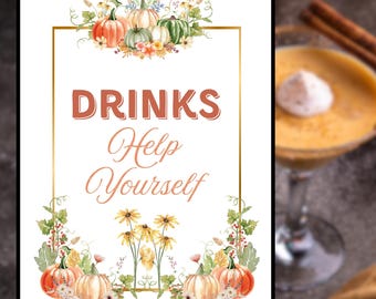 Letrero de Acción de Gracias, imprimible de Acción de Gracias, letrero de bebidas de Acción de Gracias, letreros de Acción de Gracias, decoración de Acción de Gracias, letrero de Friendsgiving, fiesta de otoño