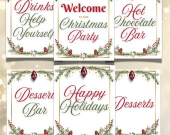 Letrero de fiesta navideña, letrero de fiesta navideña, imprimible de fiesta navideña, imprimible de fiesta navideña, decoración navideña, letrero de fiesta, decoración navideña