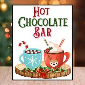 Hot Chocolate Bar Sign, Hot Cocoa Bar Sign, Hot Chocolate Bar Printable, Hot Cocoa Bar Printable, Christmas Party Sign, Holiday Party Sign