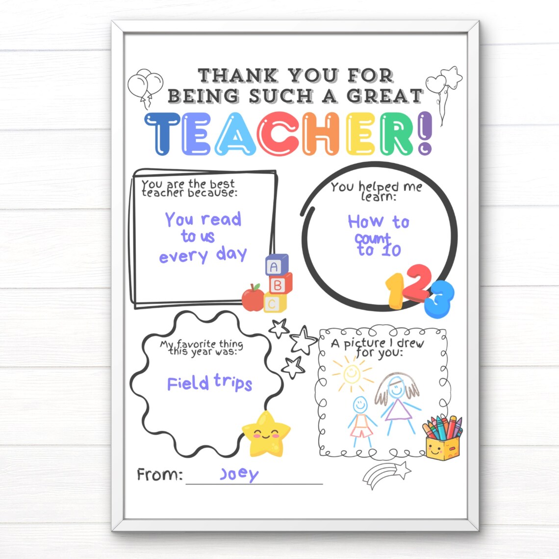 Teacher Gift, Printable Teacher Gift, End of Year Teacher Gift ...