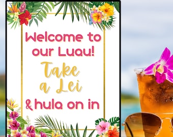 Luau, Fiesta Luau, Decoración Luau, Signo Luau, Bienvenida Luau, Fiesta Luau Grad, Fiesta de Graduación, Luau Imprimible, Decoración de Fiesta Luau, Signos Luau
