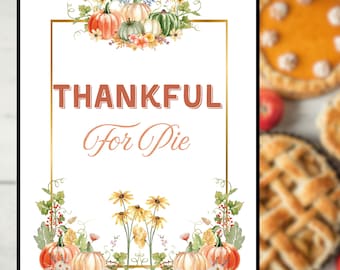 Letrero de Acción de Gracias, Letrero de Acción de Gracias con Amigos, Imprimible de Acción de Gracias, Imprimible de Acción de Gracias con Amigos, Tartas Imprimibles, Letrero de Tartas, Decoración de Acción de Gracias, Tarta