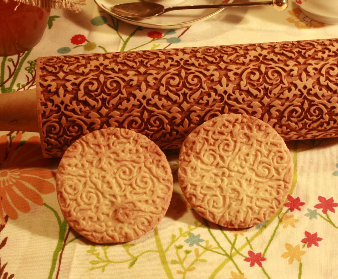 Damask Embossing Rolling Pin Ornament Cookie Stamp Engraved Etsy