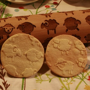 Sheep Embossing Rolling Pin. Sheep pattern. Engraved rolling pin with Sheeps for embossed cookies Baking Gift