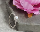 Silver Moonstone Ring August Birthstone Gemstone Skinny Stacking