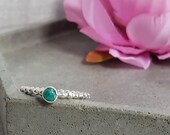 Silver Amazonite Gemstone Chakra Balance Skinny Stacking Ring