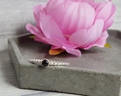 Silver Smokey Quartz Gemstone Chakra Balance Skinny Stacking Ring