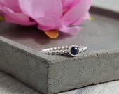 Silver Amethyst Ring February Birthstone Gemstone Skinny Stacking