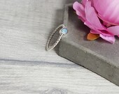 Silver Labradorite Ring Gemstone Skinny Stacking Minimalist Ring