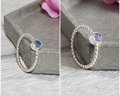 Silver Purple Blue Alexite Ring Gemstone Skinny Stacking Minimalist Ring