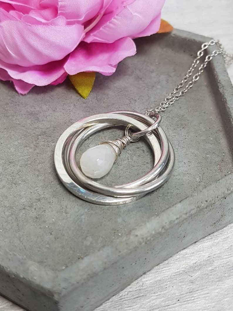 Pearl Chalcedony 30th Anniversary Gemstone Sterling Silver Necklace