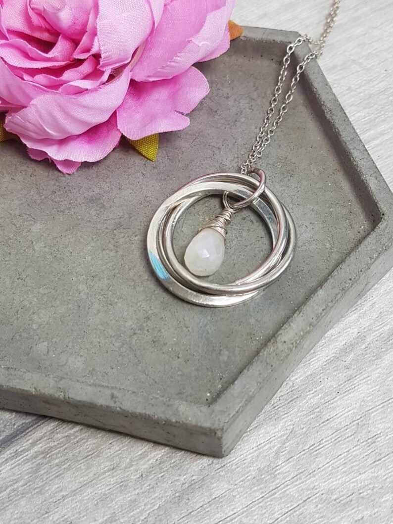 Pearl Chalcedony 30th Anniversary Gemstone Sterling Silver Necklace