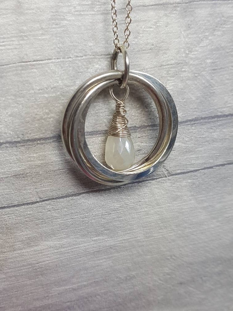Pearl Chalcedony 30th Anniversary Gemstone Sterling Silver Necklace