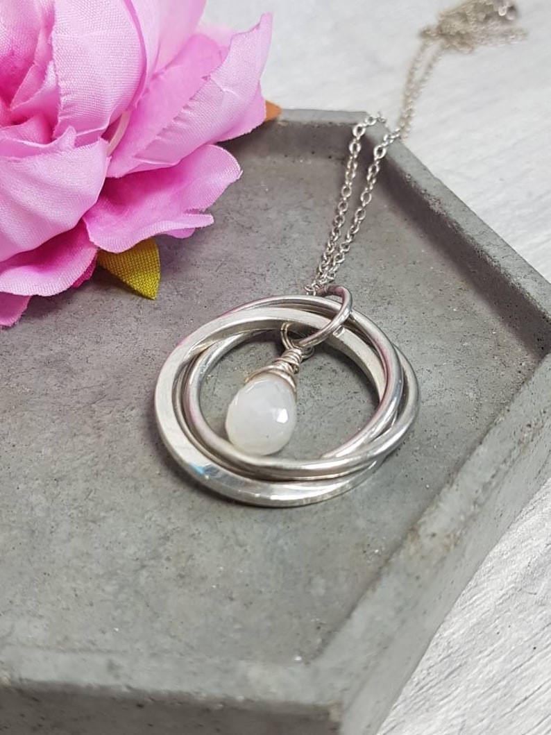 Pearl Chalcedony 30th Anniversary Gemstone Sterling Silver Necklace