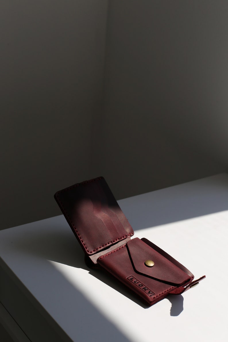 Cartera de Cuero,Cartera Hecha a Mano,Cartera de Mujer,Cartera para Hombre,Mini Cartera de Cuero,Cartera Minimalista,Cartera para Mujer,Regalo para el Día de la Madre imagen 7