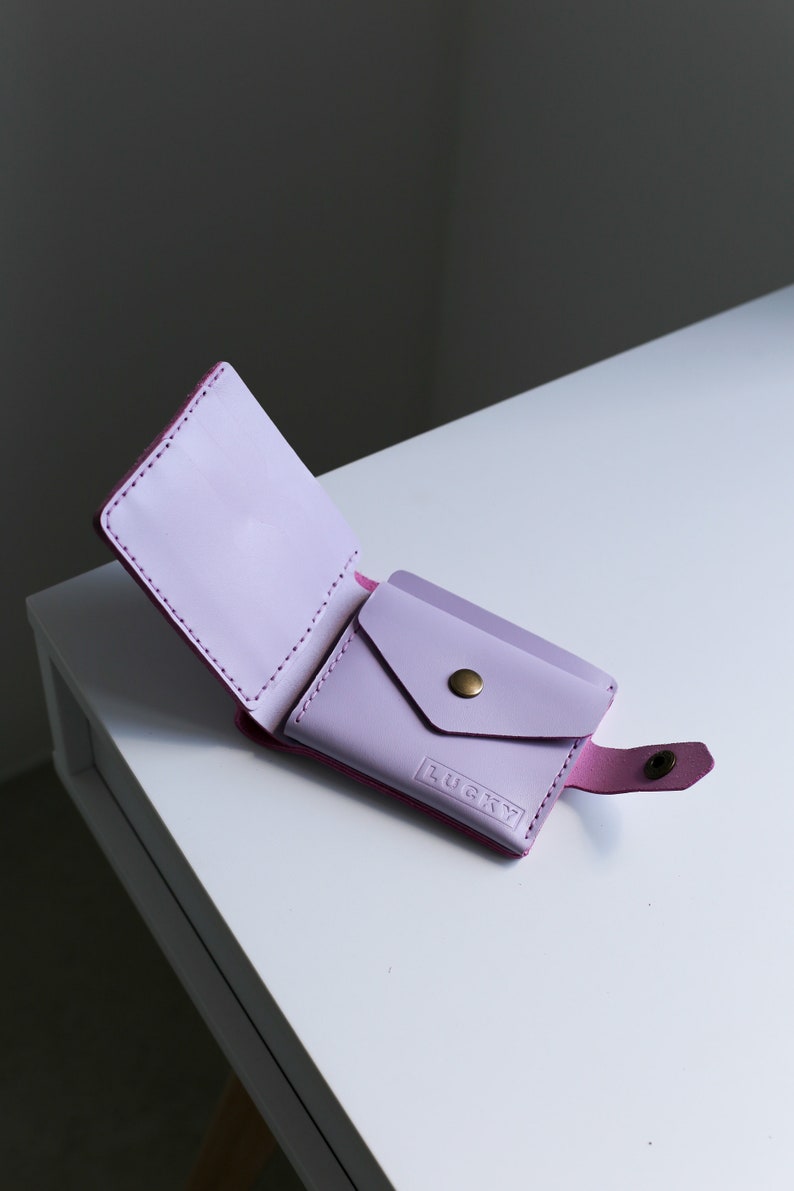 Cartera de Cuero,Cartera Hecha a Mano,Cartera de Mujer,Cartera para Hombre,Mini Cartera de Cuero,Cartera Minimalista,Cartera para Mujer,Regalo para el Día de la Madre imagen 6